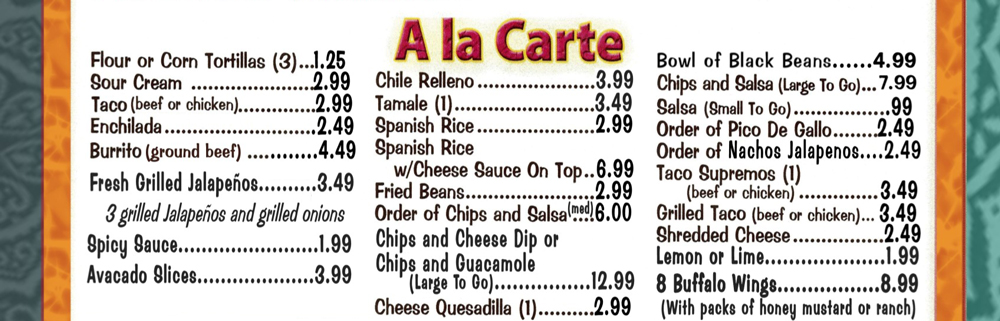 A La Carte - Just what you want